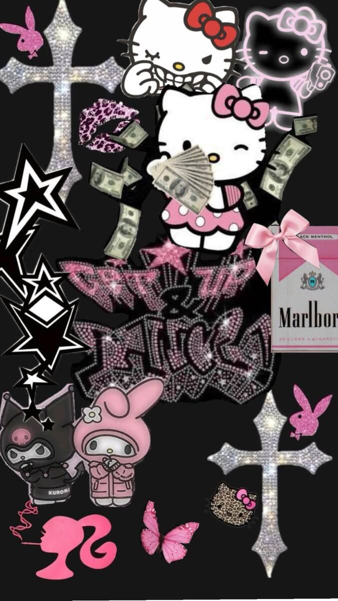 Stylish Hello Kitty pfp Profile Picture with Sparkly Accessories