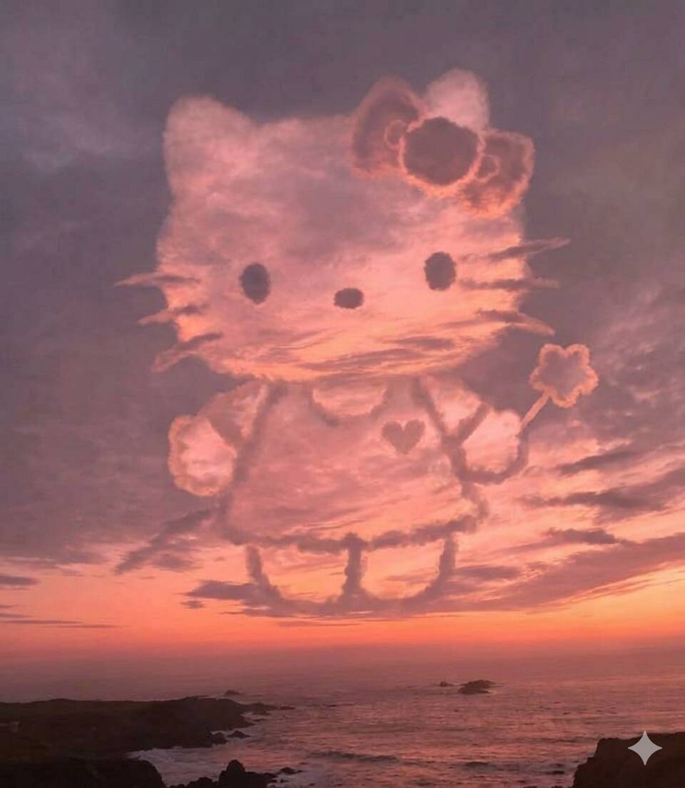 Aesthetic Hello Kitty pfp Profile Picture with Colorful Clouds