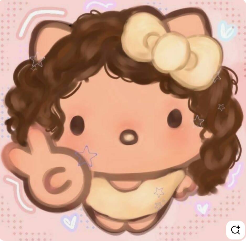 Cute Hello Kitty pfp Profile Picture with Curly Hair and Bow