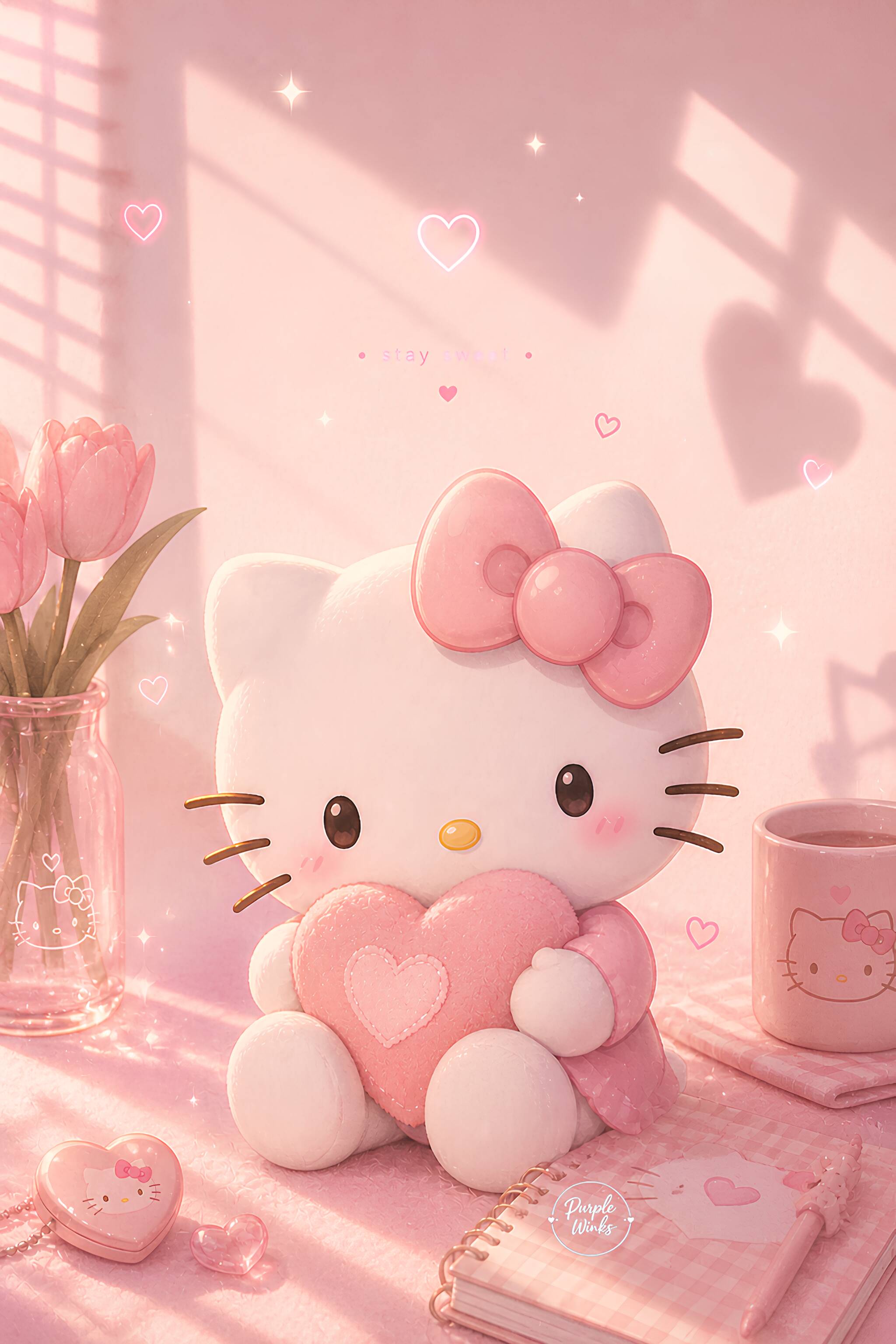 Cute Hello Kitty pfp Profile Picture with Pink Heart