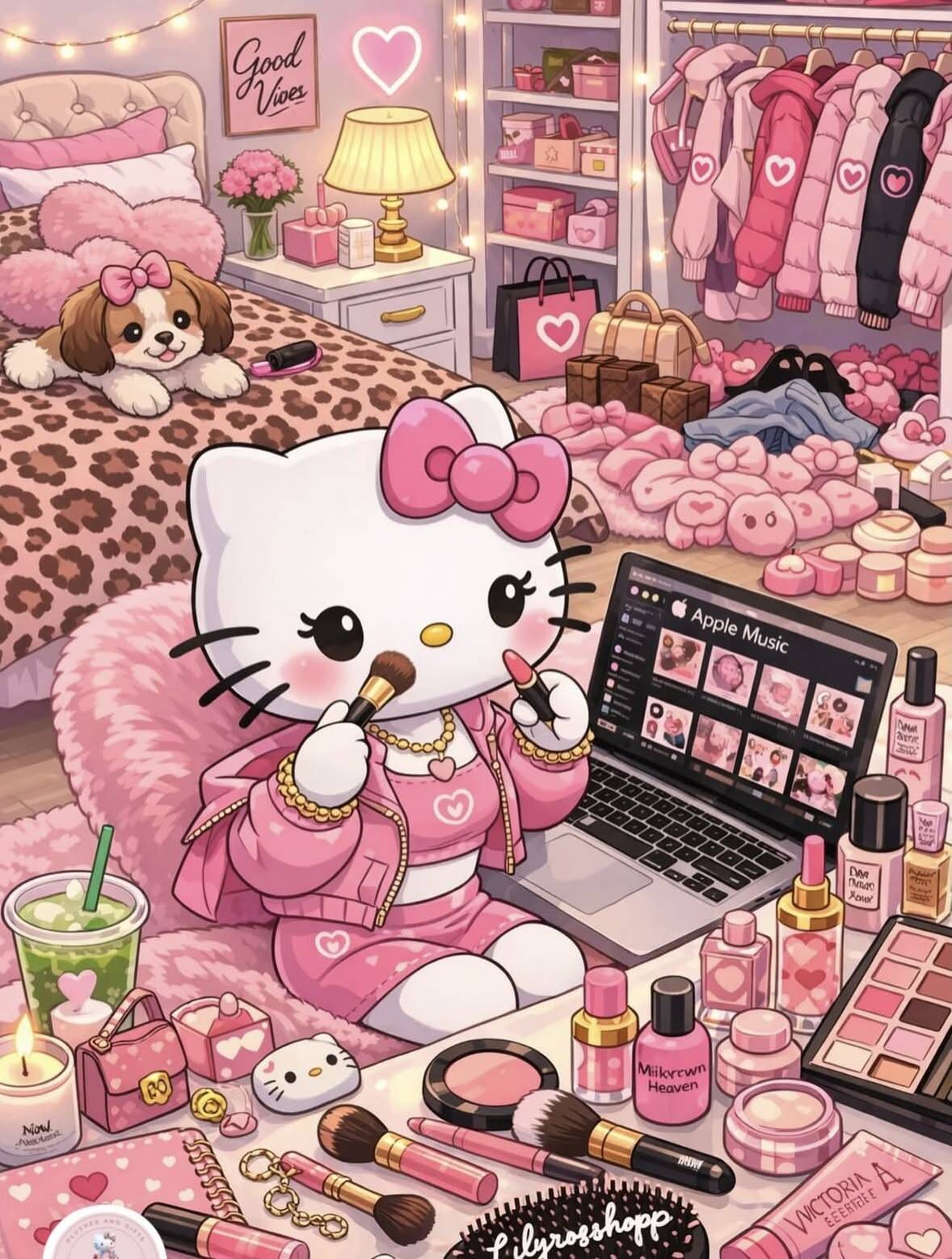 Aesthetic Hello Kitty pfp Profile Picture with Pink Makeup and Cute Style