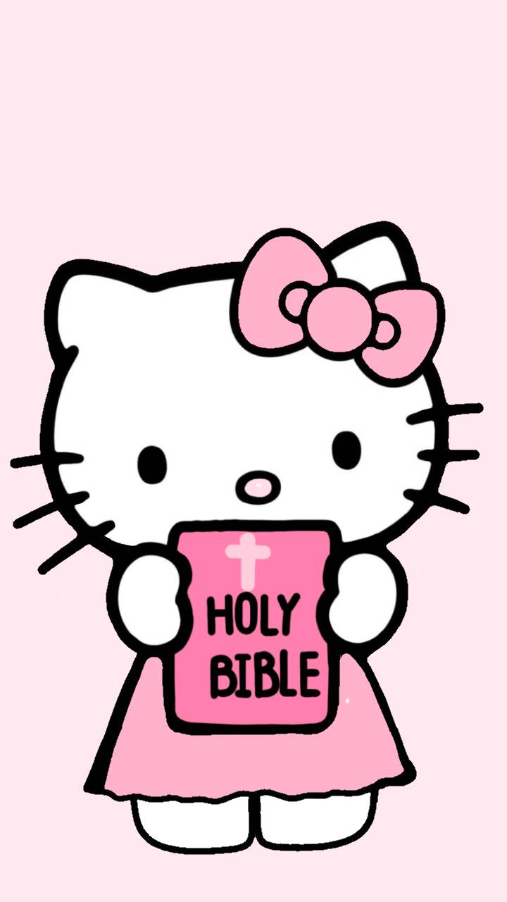 Cute Hello Kitty pfp Profile Picture with Pink Bible