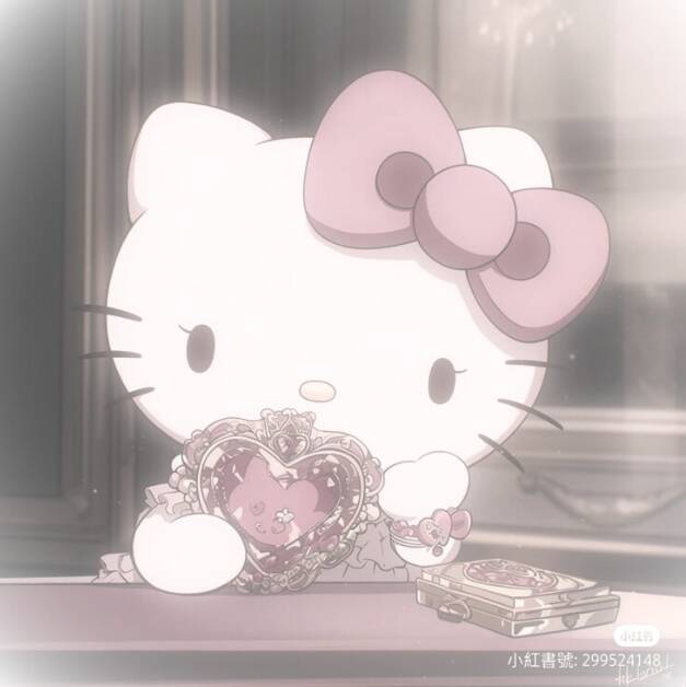 Cute Hello Kitty pfp Profile Picture with Heart and Pink Bow