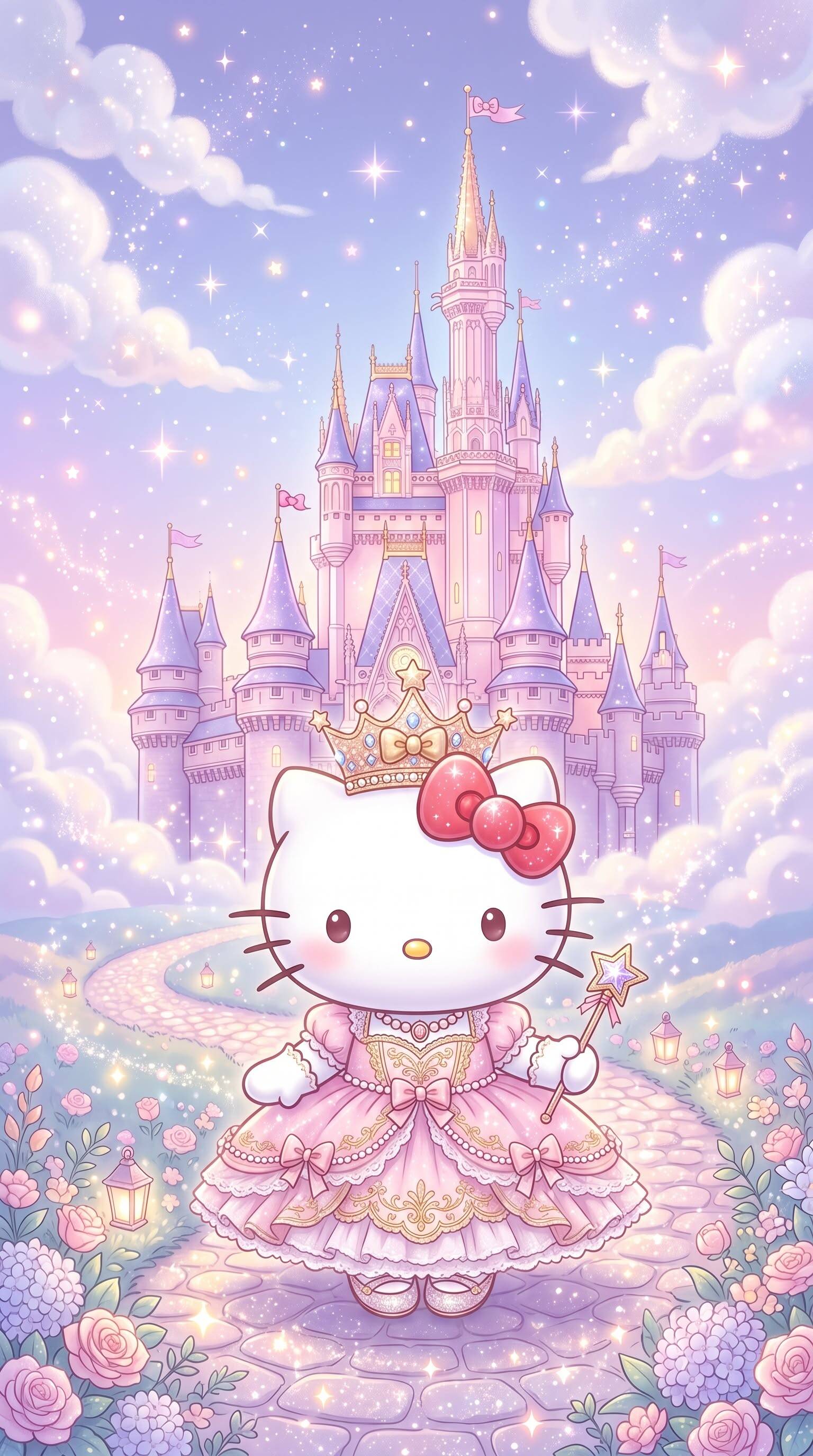 Princess Hello Kitty pfp Profile Picture with Enchanted Castle