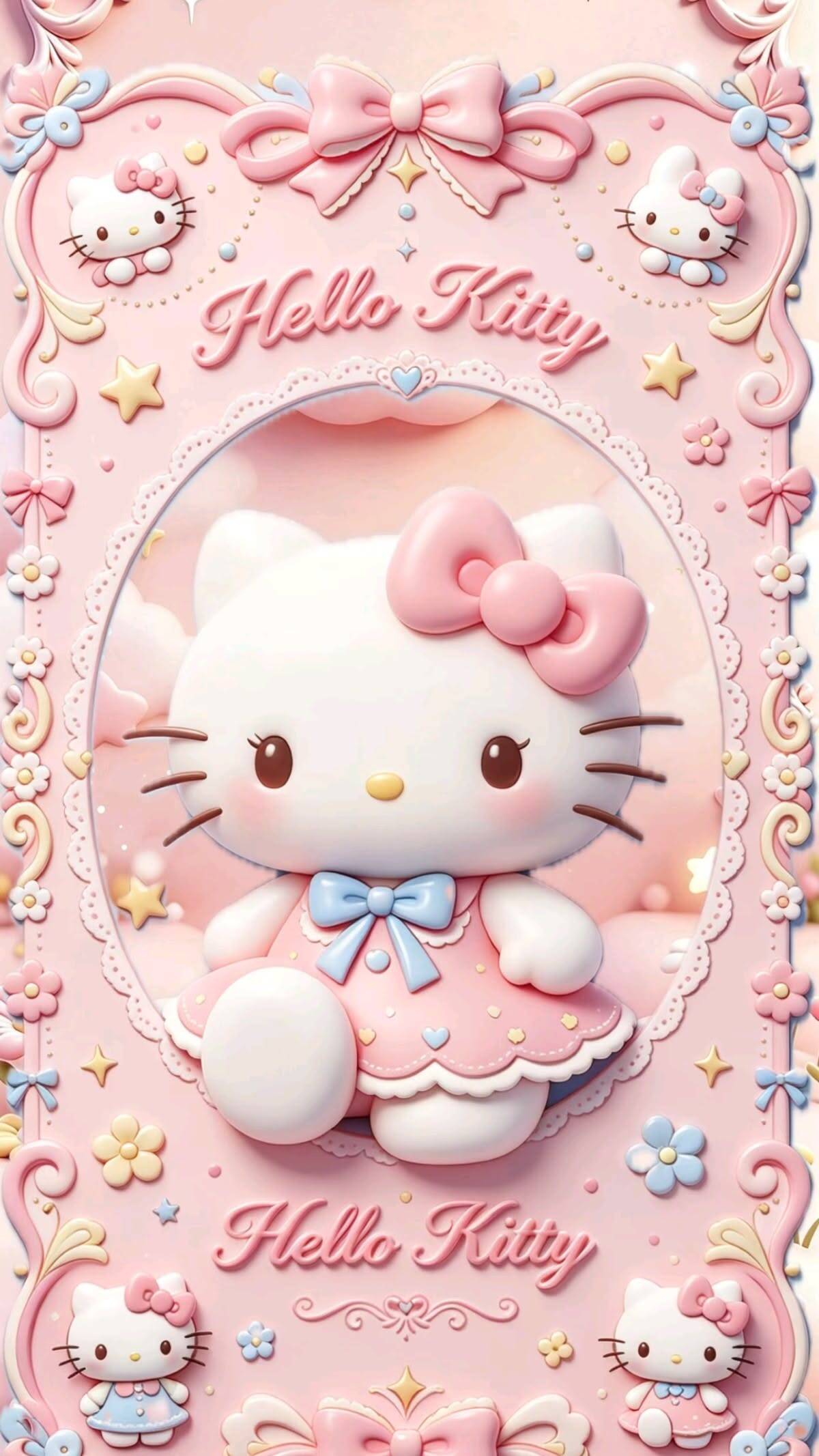 Cute Hello Kitty pfp Profile Picture in Pink Dress with Bow