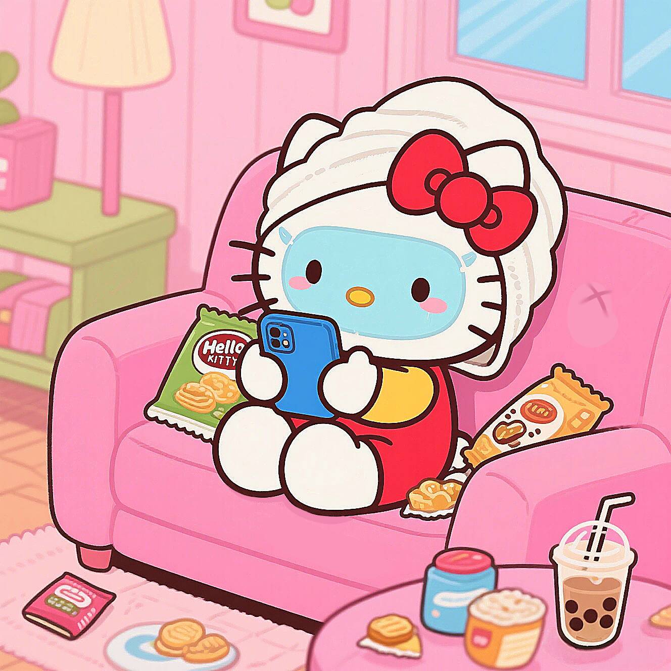 Fun Hello Kitty pfp Profile Picture with Towel on Head
