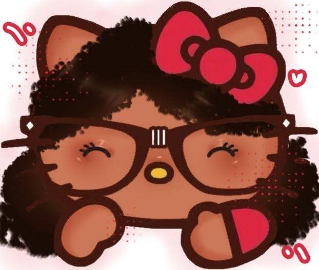 Funny Hello Kitty pfp Profile Picture with Glasses and Curly Hair