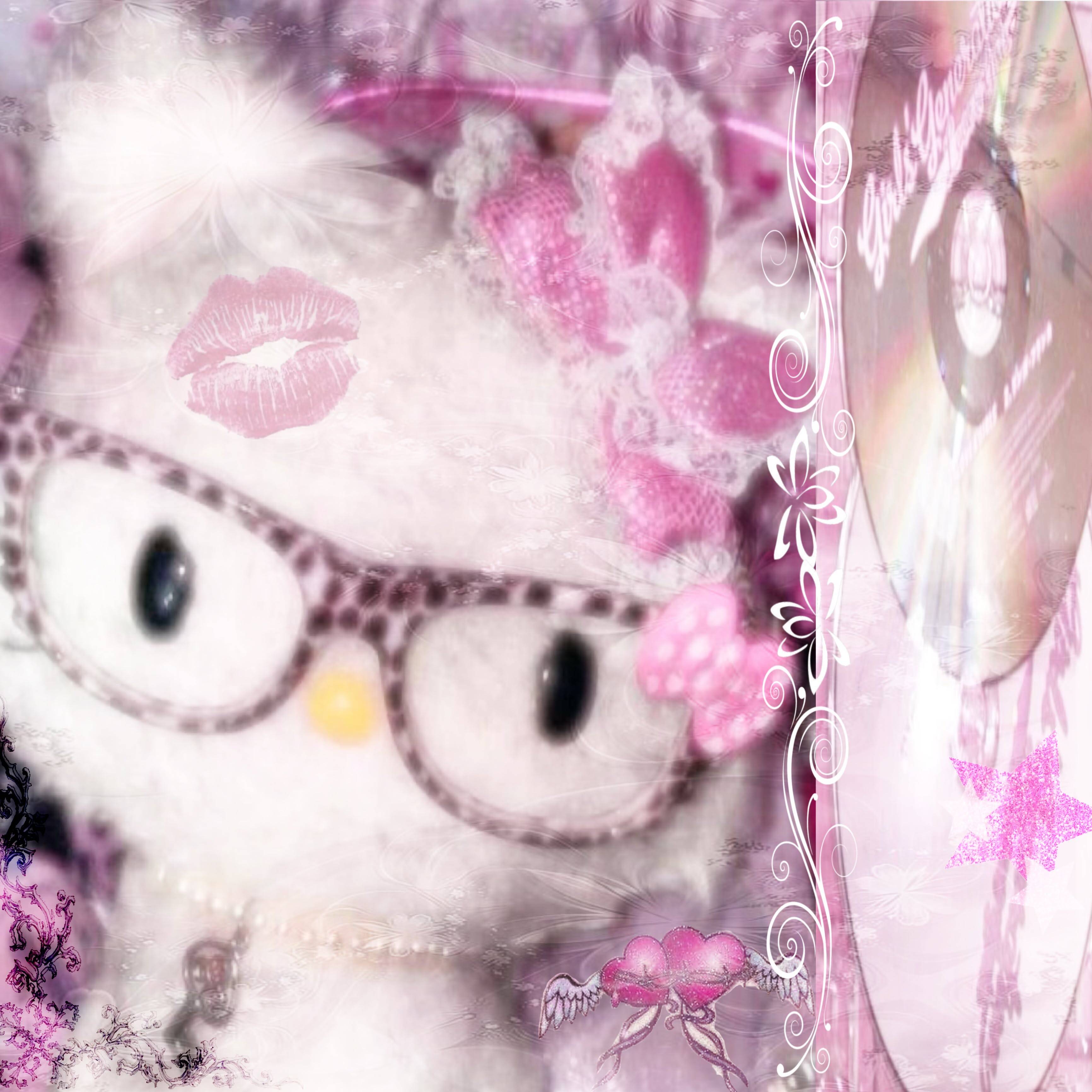 Cute Hello Kitty pfp Profile Picture with Glasses and Pink Bow