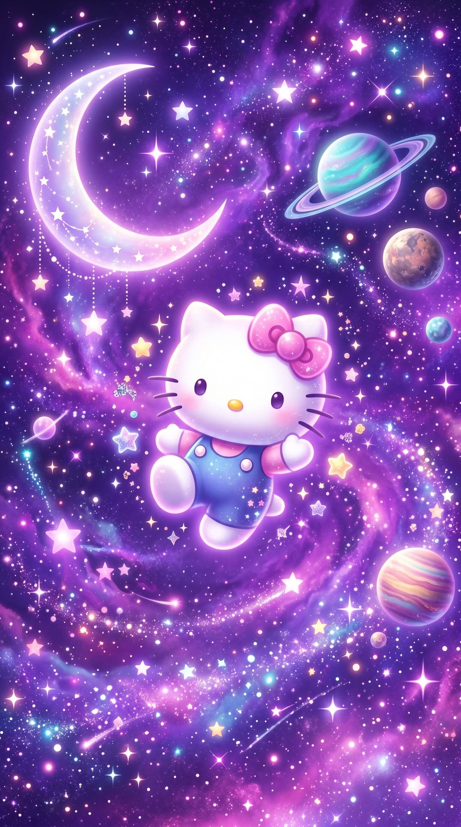 Aesthetic Hello Kitty pfp Profile Picture in Space with Stars