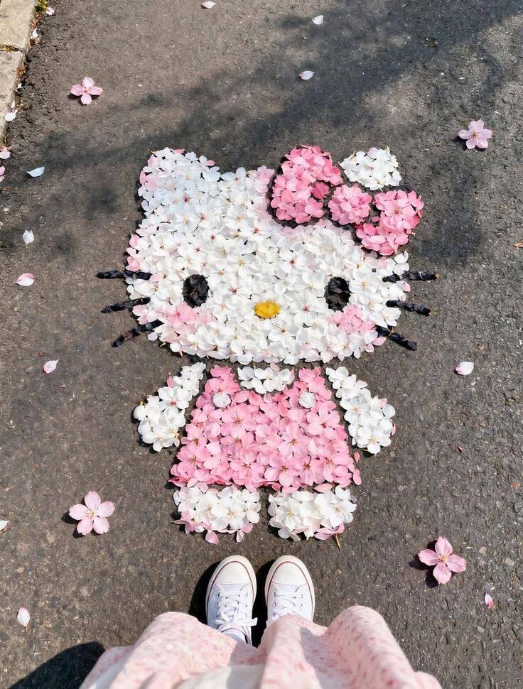 Cute Hello Kitty pfp Profile Picture with Colorful Flowers