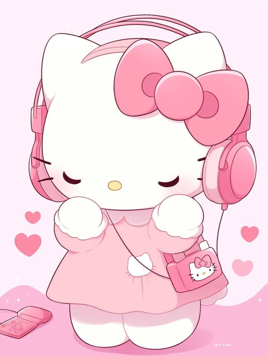 Cute Hello Kitty pfp Profile Picture with Headphones