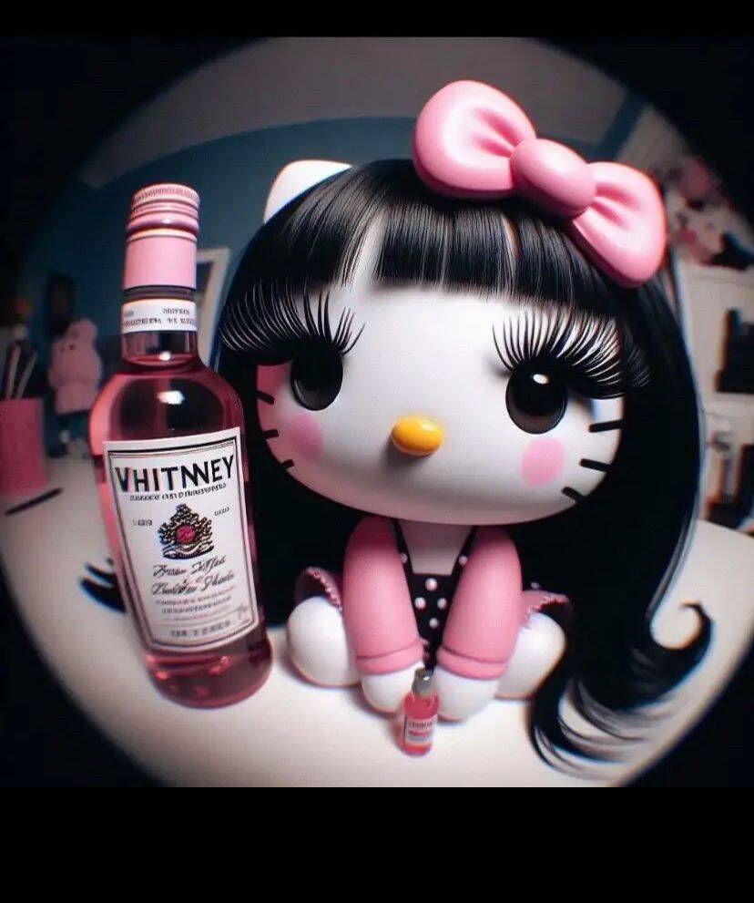 Cute Hello Kitty pfp Profile Picture with Pink Bow and Bottle