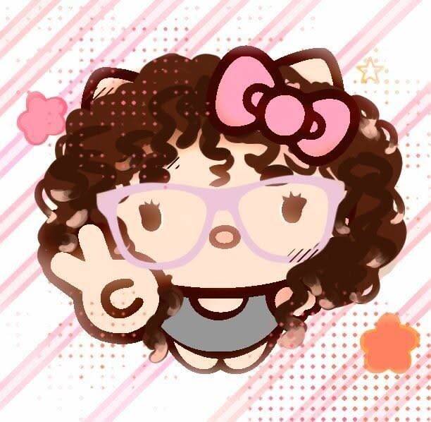 Funny Hello Kitty pfp Profile Picture with Glasses and Curly Hair