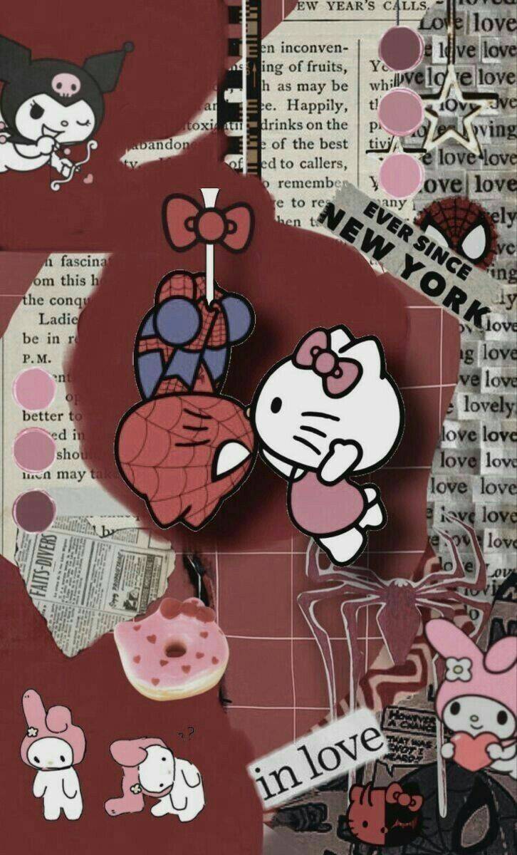 Funny Hello Kitty pfp Profile Picture with Superhero Friend