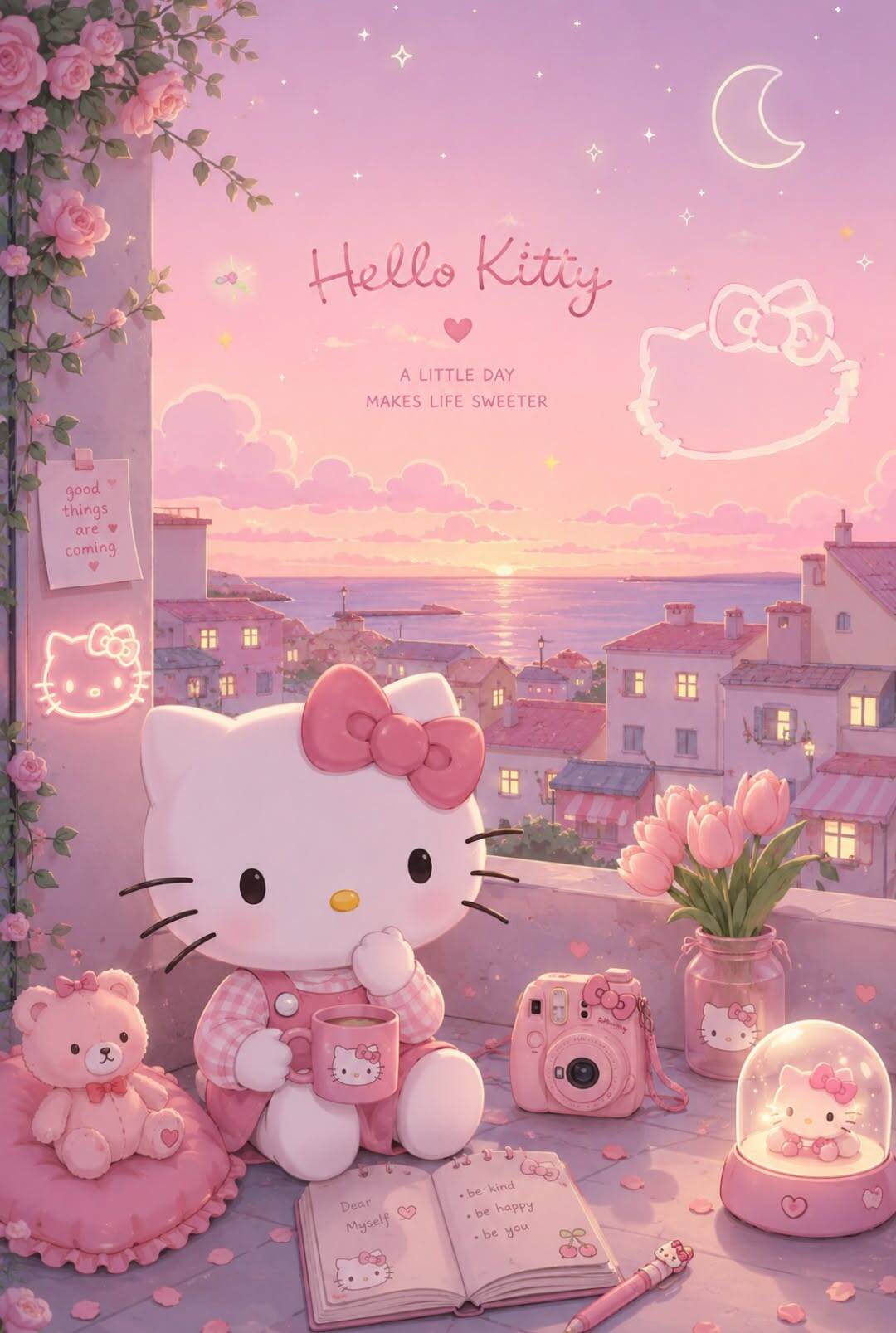 Aesthetic Hello Kitty pfp Profile Picture with Romantic Background
