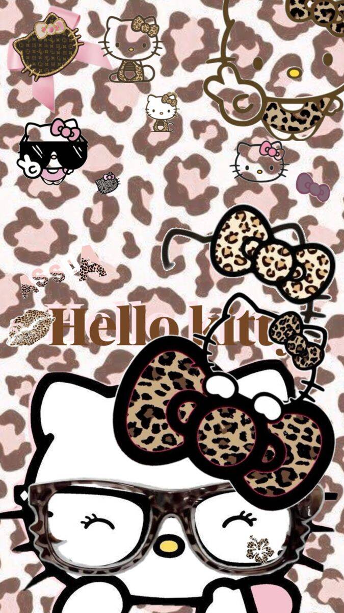 Stylish Hello Kitty pfp Profile Picture with Glasses and Leopard Print