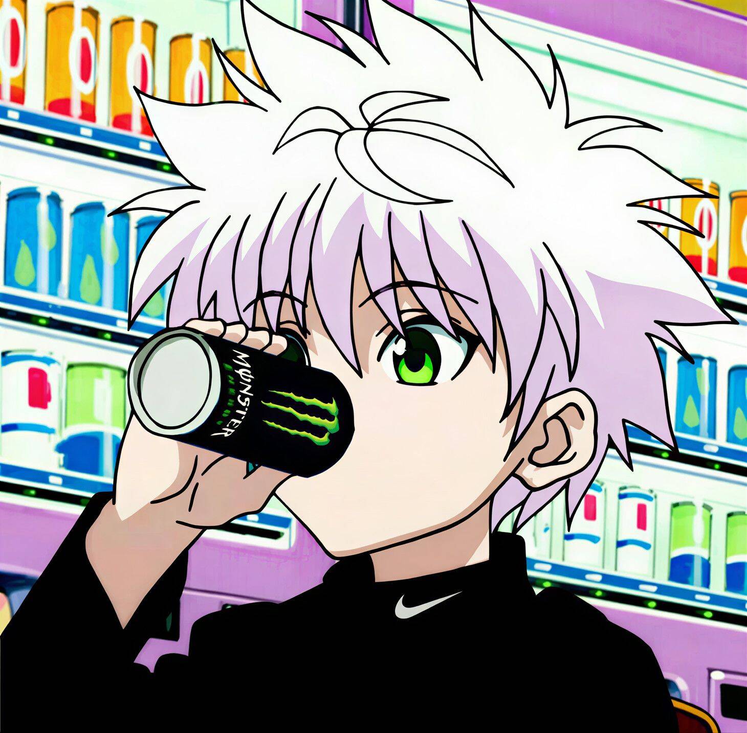 Killua pfp Profile Picture Drinking Energy Drink