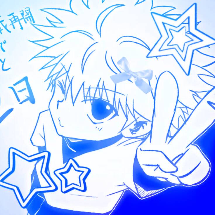 Purple pfp Profile Picture of Killua with Blue Drawing Style