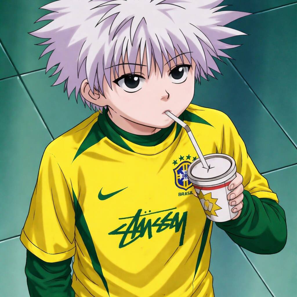 Purple pfp Profile Picture of Killua with Brazil Shirt