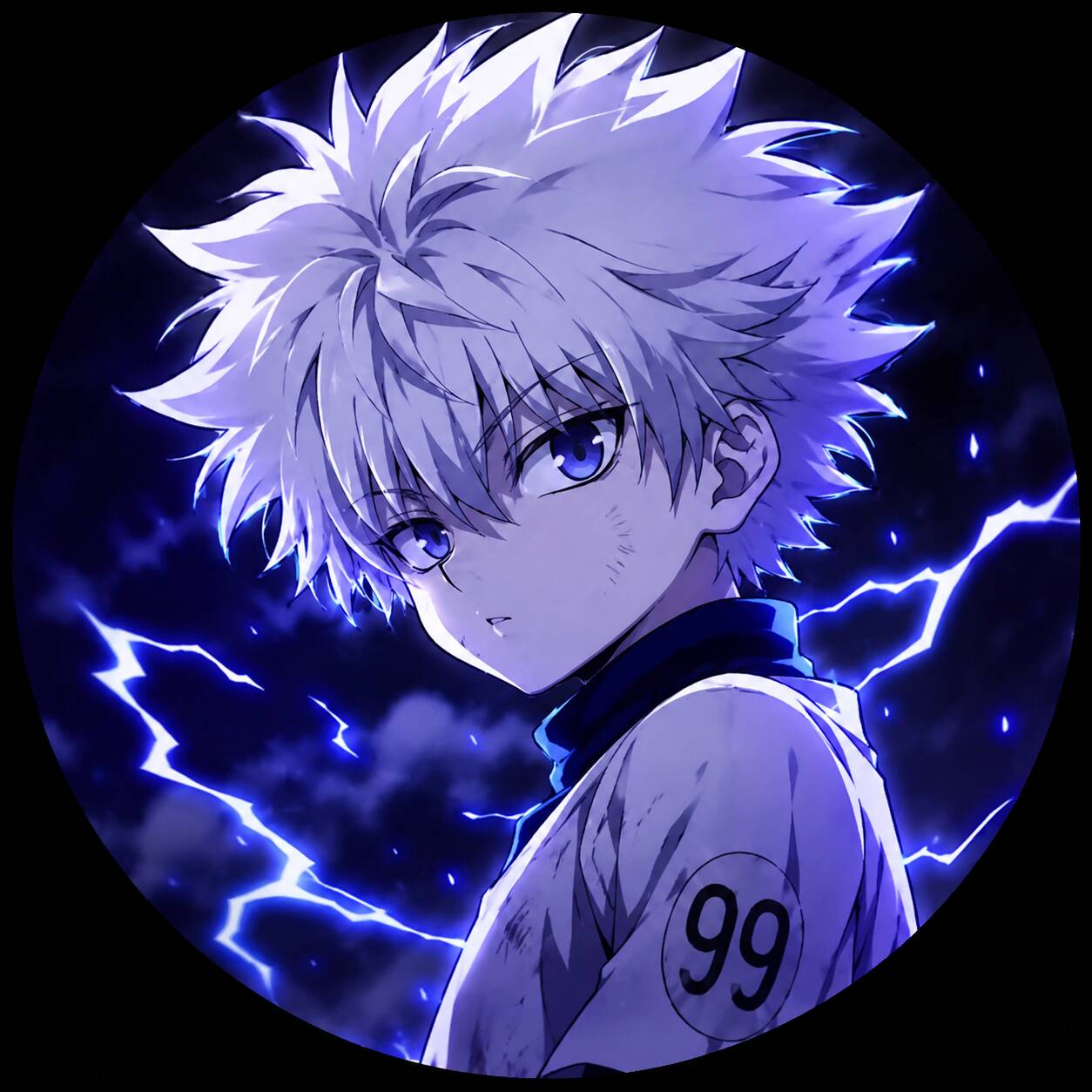 Purple pfp Profile Picture of Killua with Lightning Aura