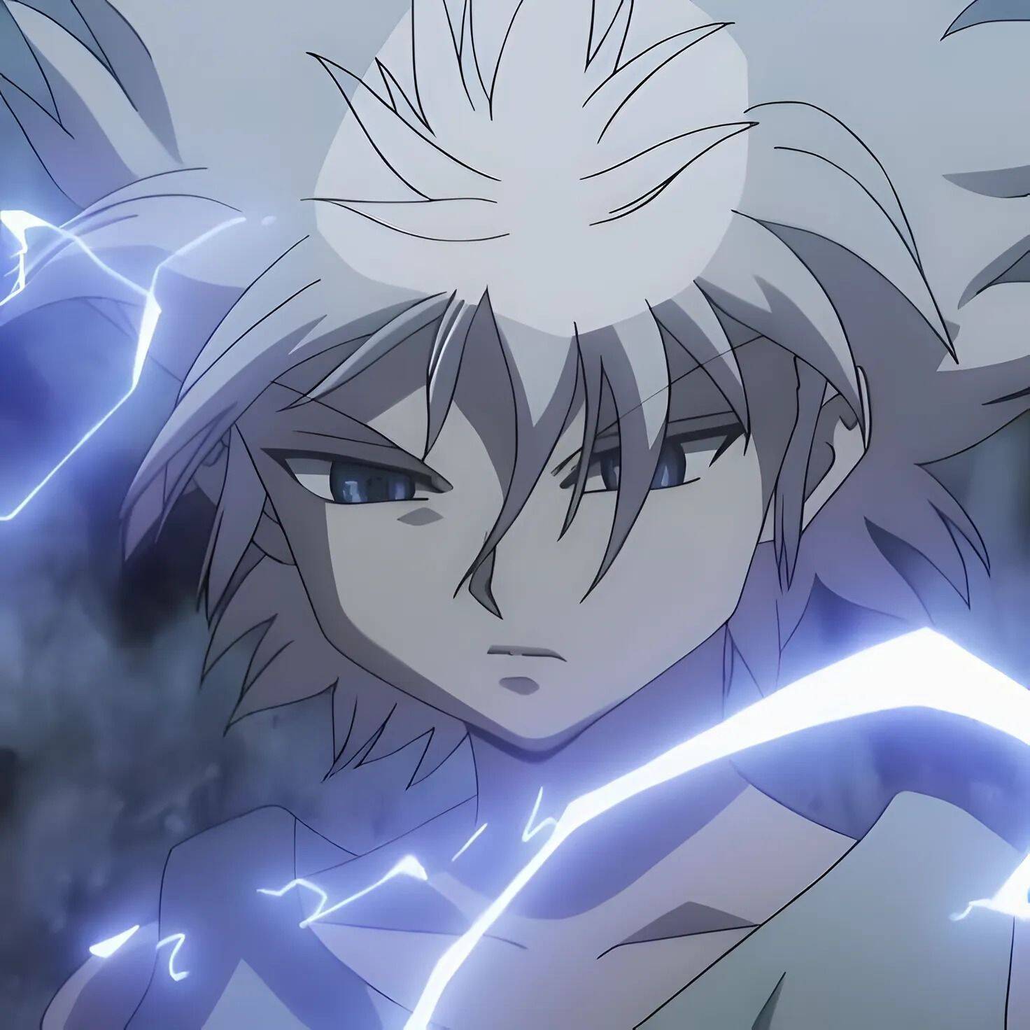Purple pfp Profile Picture of Killua with Lightning Aura