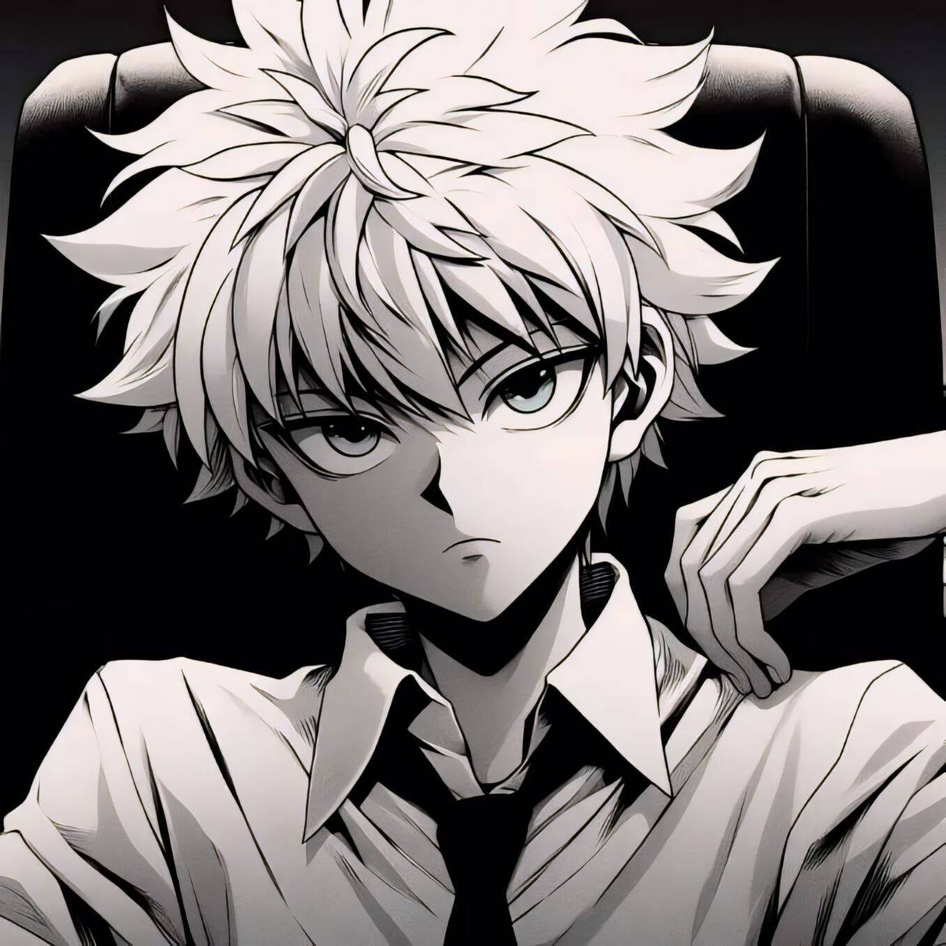 Purple pfp Profile Picture of Killua with Serious Expression