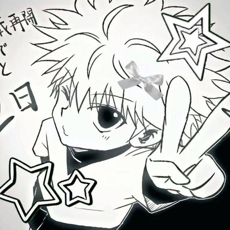 Purple pfp Profile Picture of Killua with Stars and Bow