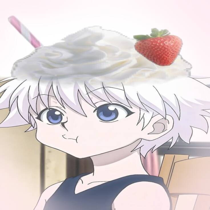 Killua pfp Profile Picture with White Hair and Strawberry