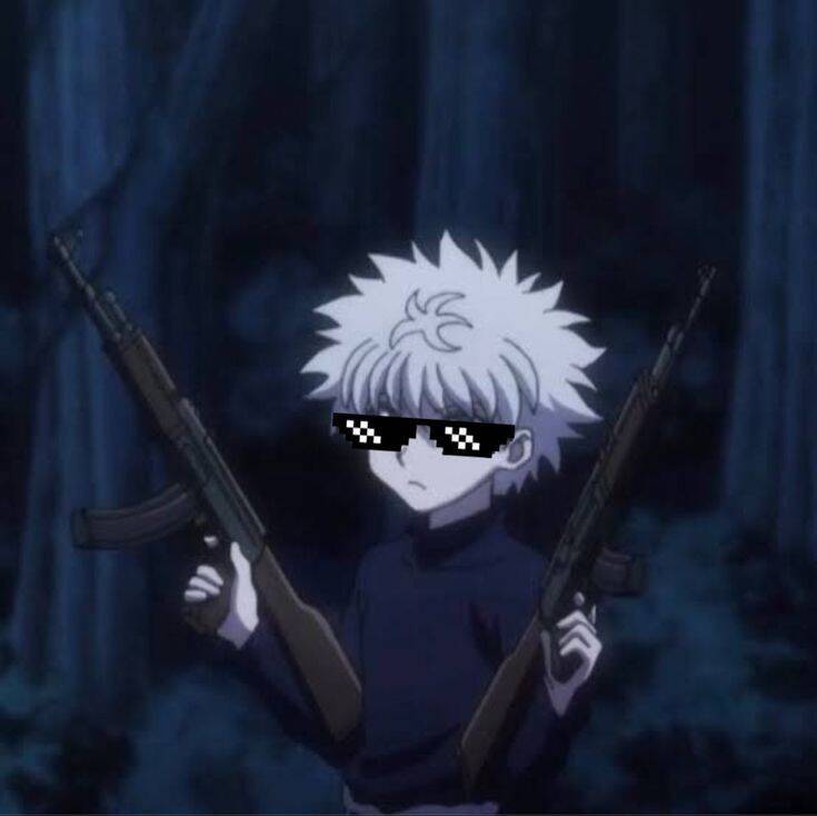 Killua pfp Profile Picture with Sunglasses and Weapons