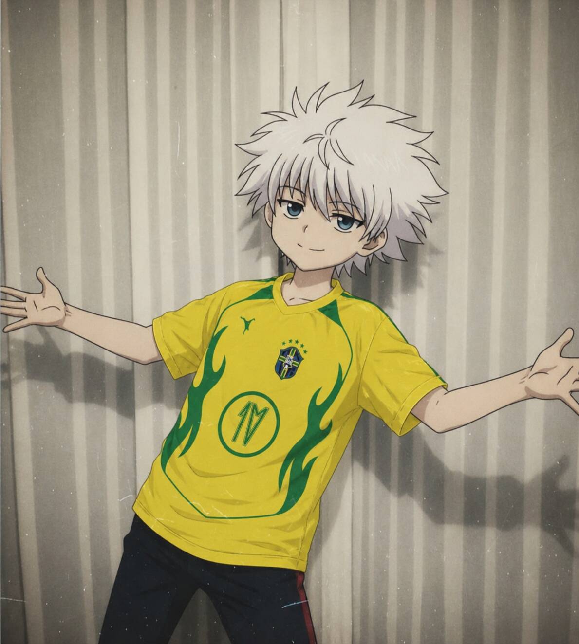 Purple pfp Profile Picture of Killua with Yellow Shirt