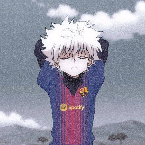Killua Zoldyck pfp Profile Picture with Barcelona Shirt Boy​