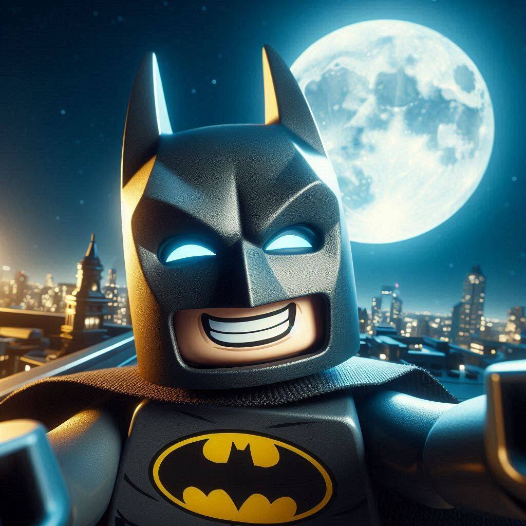 Batman Lego pfp Profile Picture with Moon in Background