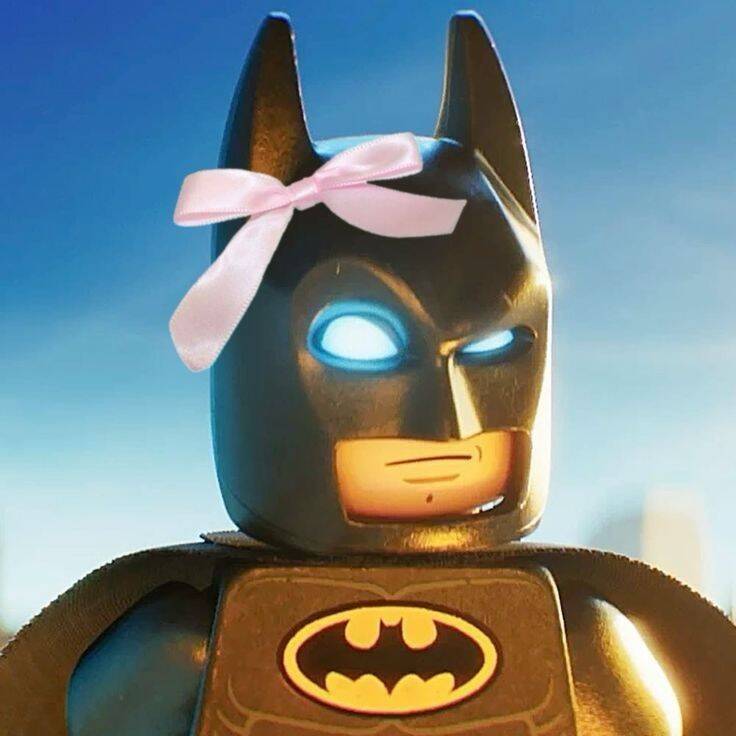 Batman Lego pfp Profile Picture with Pink Bow