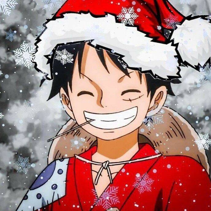 Boy​ pfp Profile Picture of Luffy with Christmas Hat
