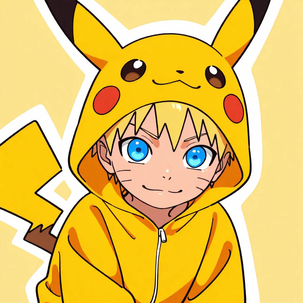 Naruto Pikachu Style with Yellow Hood pfp Profile Picture