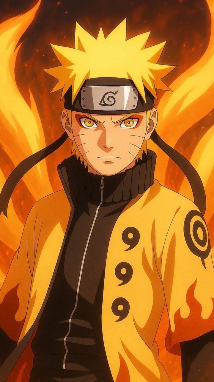 Naruto pfp Profile Picture in Bijuu Mode with Flames