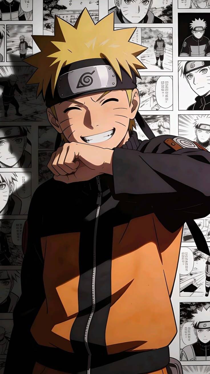 Naruto pfp Profile Picture Smiling with Manga Background