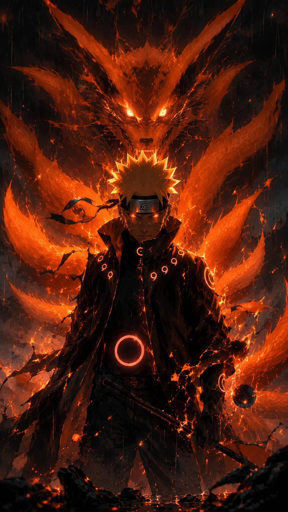Naruto pfp Profile Picture in Bijuu Mode with Flames