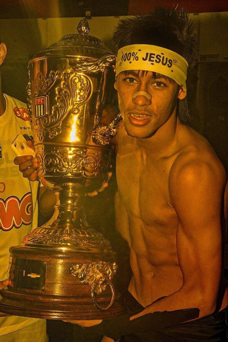 Neymar pfp Profile Picture with Trophy Celebrating Victory