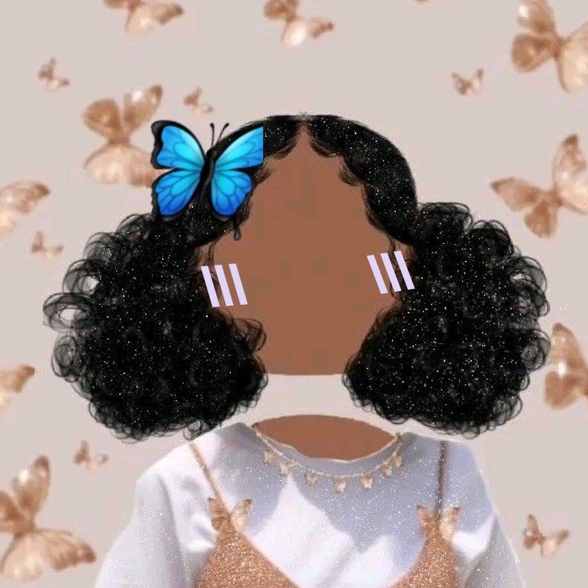 Girl​ pfp Profile Picture with Butterfly and Curly Hair
