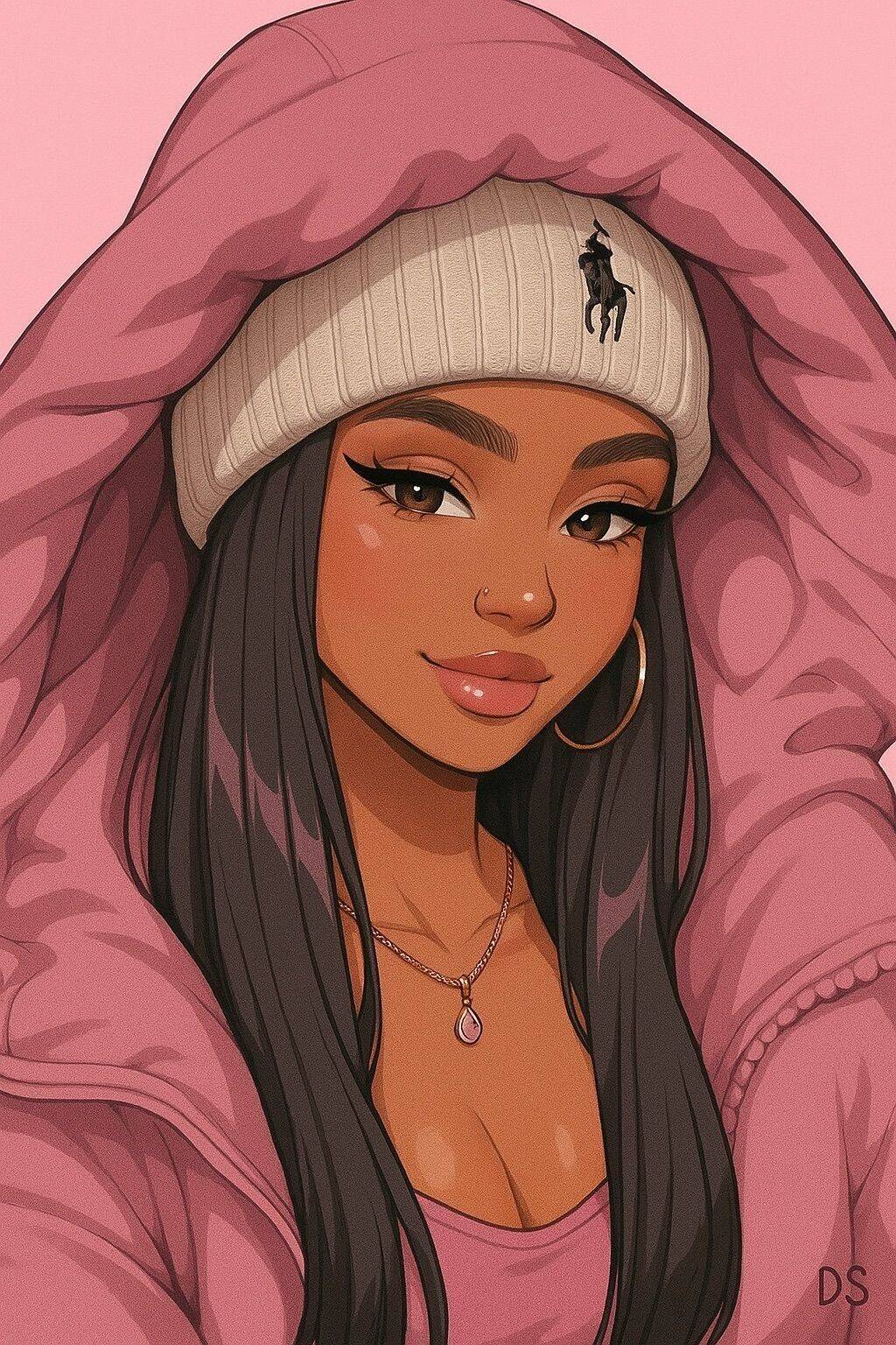 Girl in Pink Coat and Stylish Beanie pfp Profile Picture