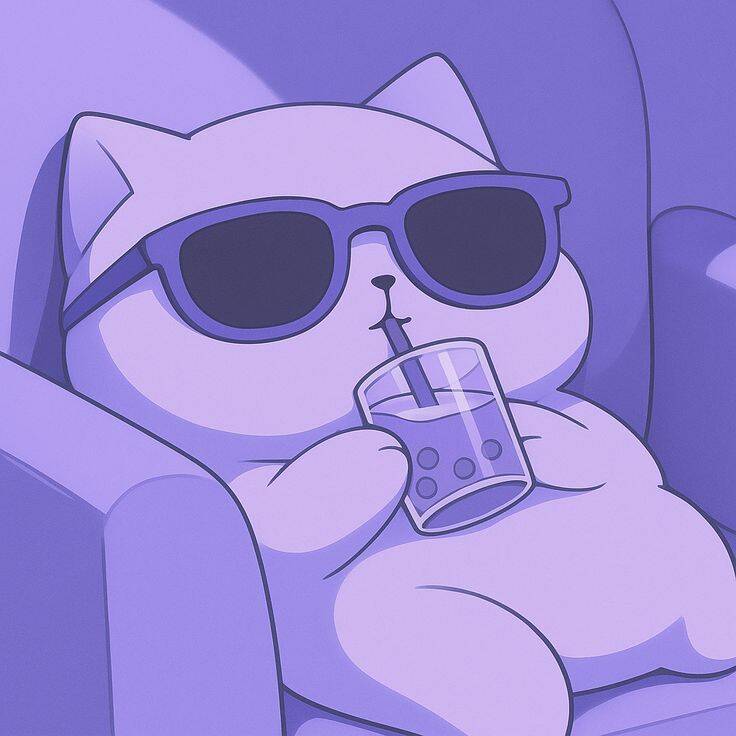 Purple pfp Profile Picture of Relaxed Cat with Sunglasses