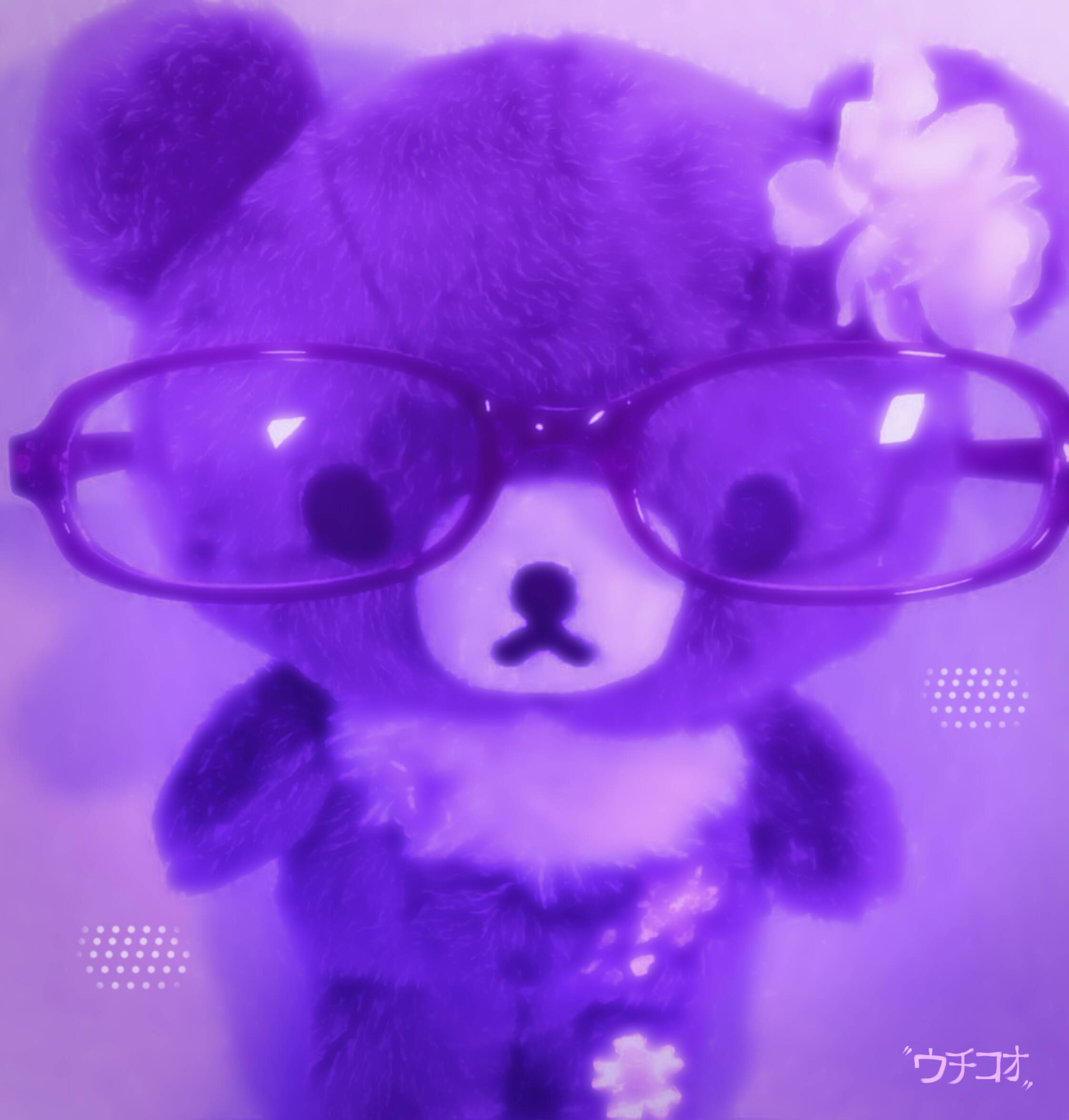Purple pfp Profile Picture of Teddy Bear with Glasses