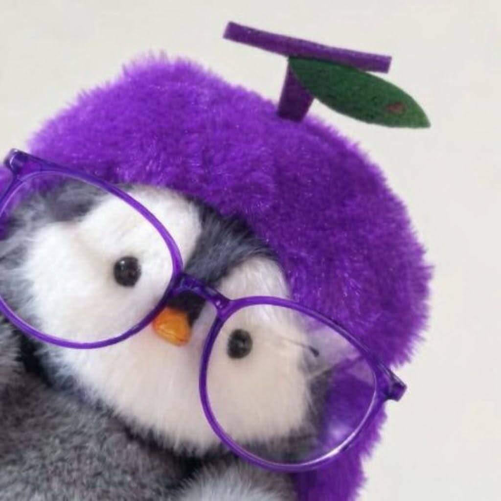 Purple pfp Profile Picture of Cute Penguin with Glasses