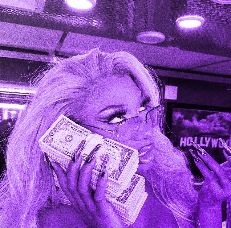 Purple pfp Profile Picture with Money and Style