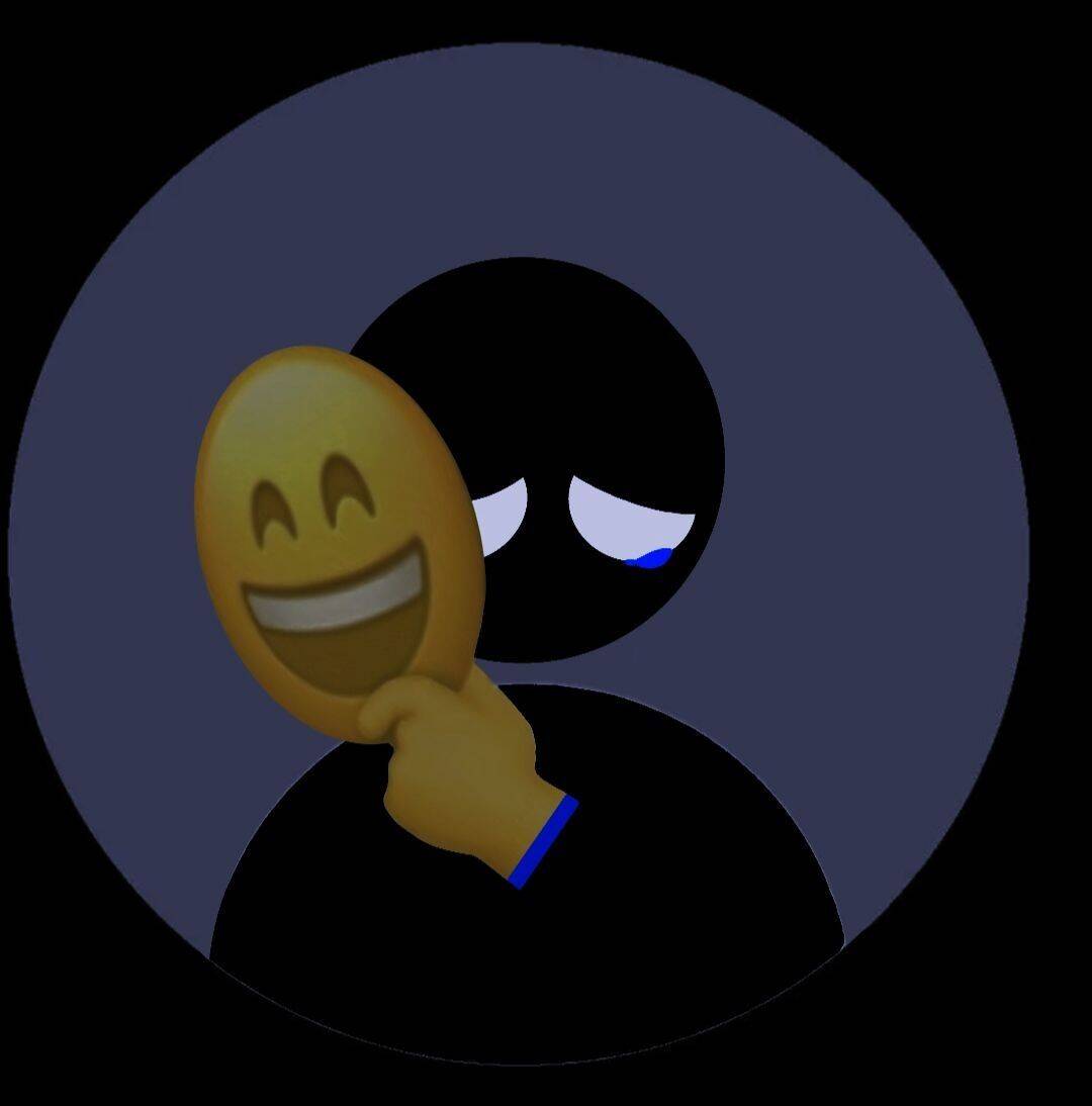 Sad pfp Profile Picture of Character with Smiling Mask