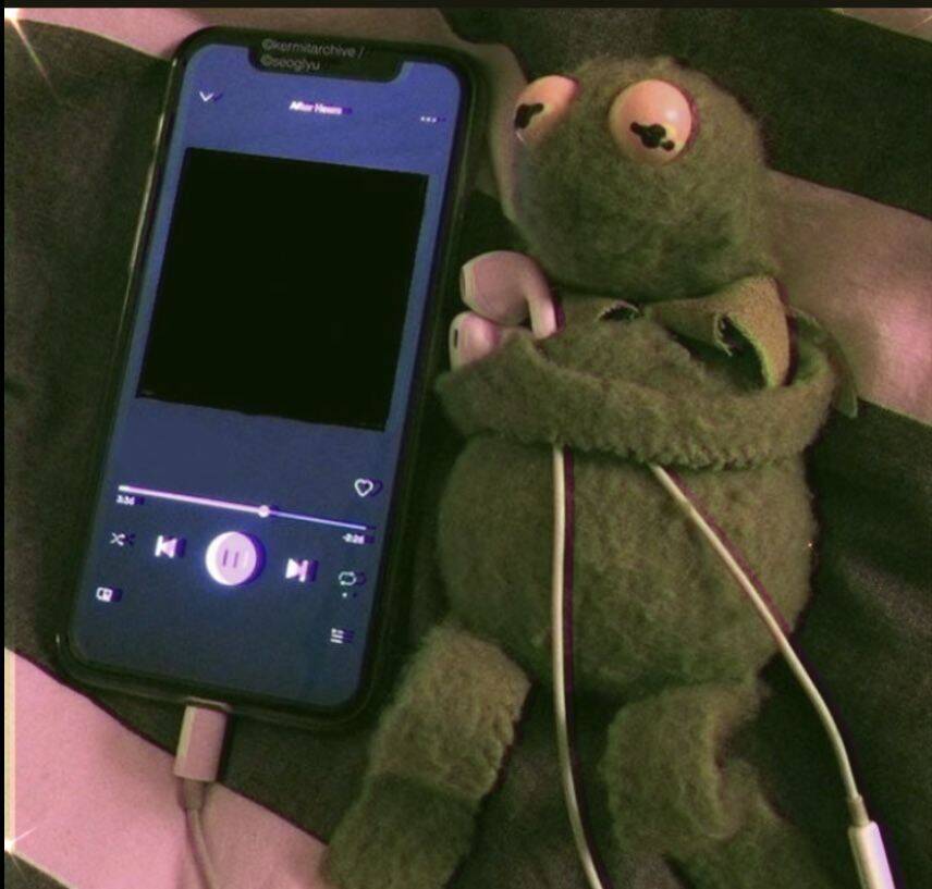 Sad pfp Profile Picture of Cuca Frog Listening to Music
