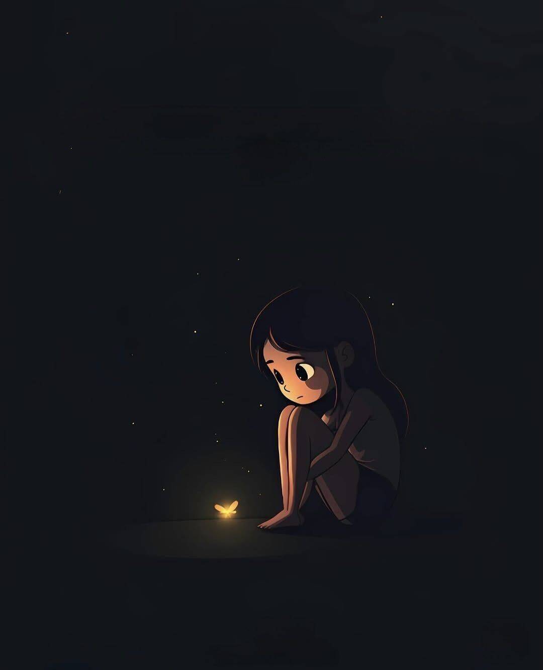 Sad pfp Profile Picture of Girl Alone with Will-O’-the-Wisp Light