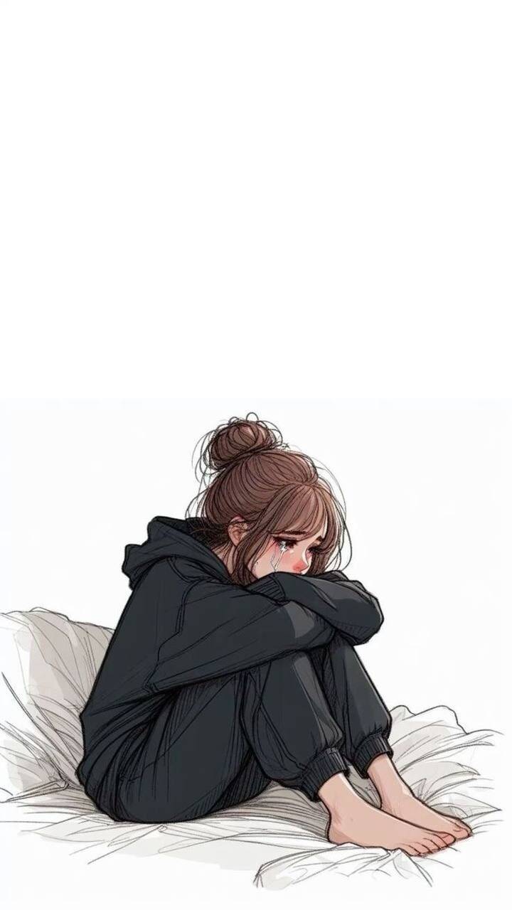 Sad pfp Profile Picture of Girl Sitting on Bed