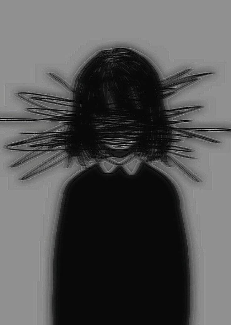 Sad pfp Profile Picture of Girl with Messy Hair
